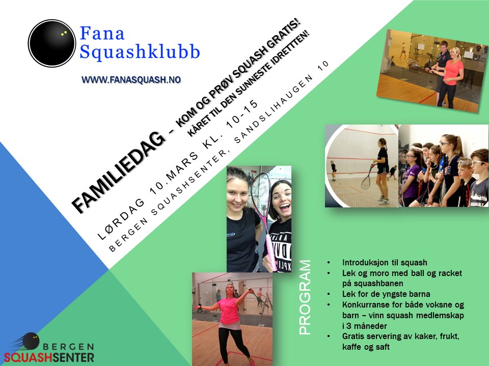 Åpen familiedag 10.mars – kom og prøv squash gratis!